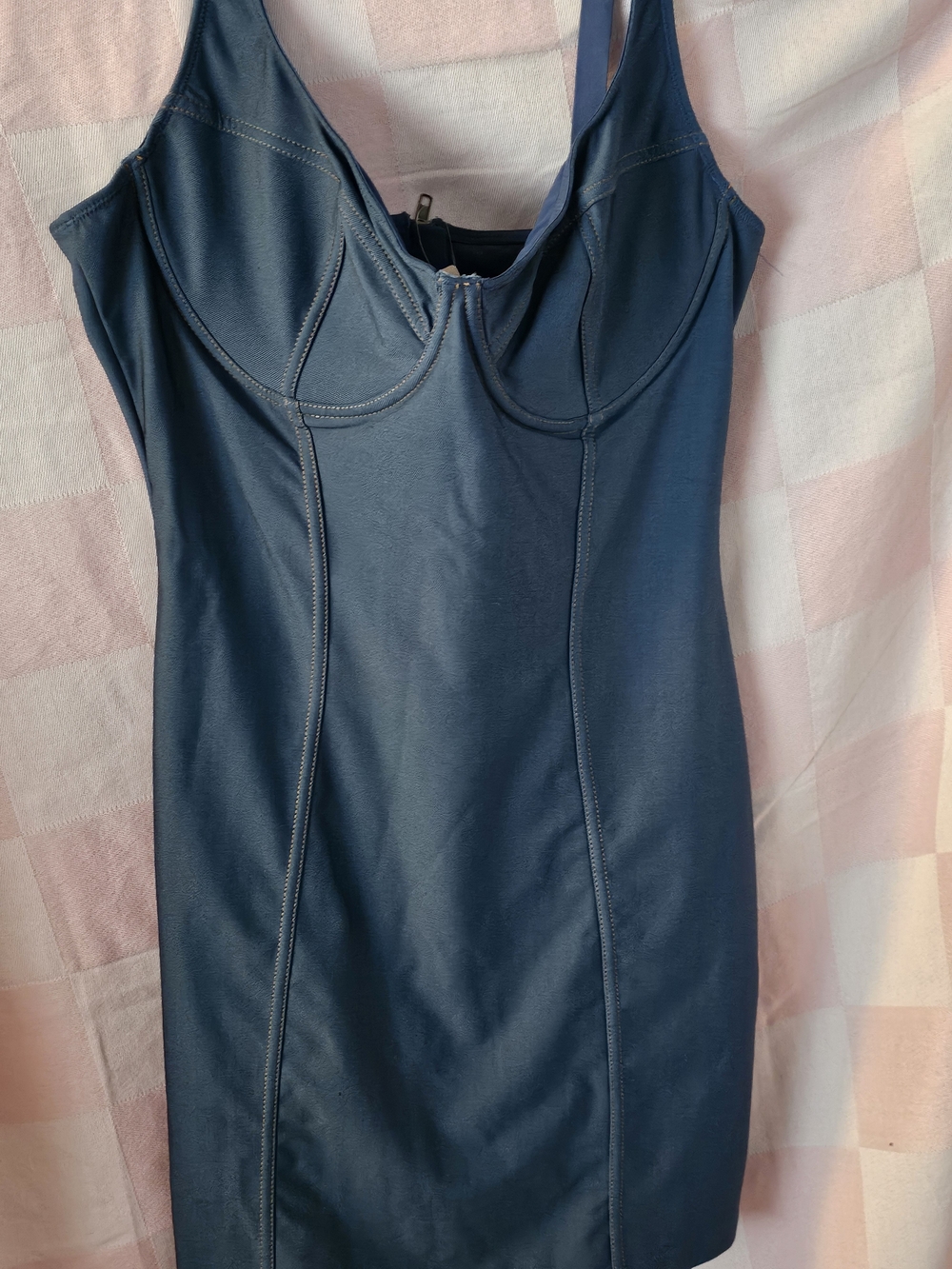 Structured Navy Mini Dress with Contoured Bust